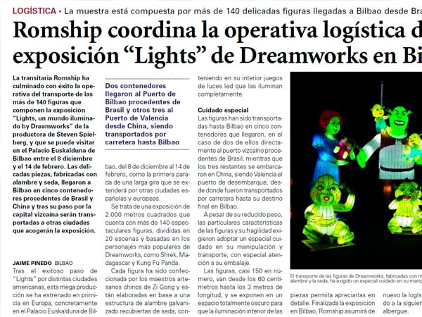 Los medios del sector resaltan la exposición "Lights" de Dreamworks en Bilbao